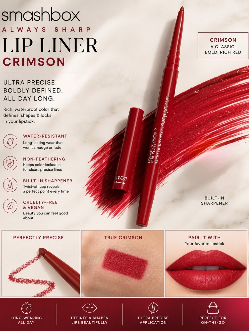 Smashbox Always Sharp Lip Liner – Crimson